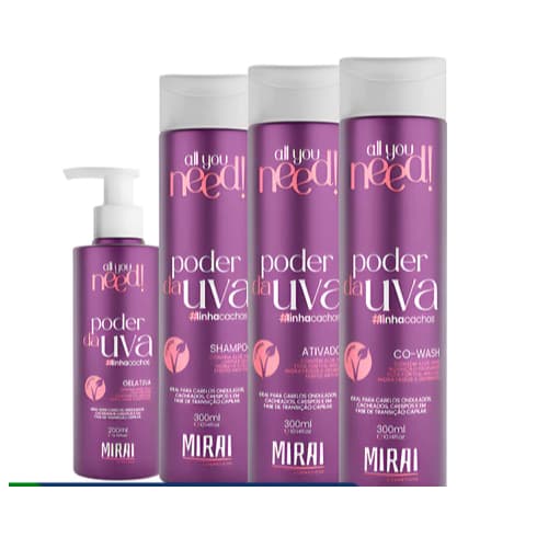 Linha Cachos De Uva Vegano 4x Passos Tratamento Completo Mirai