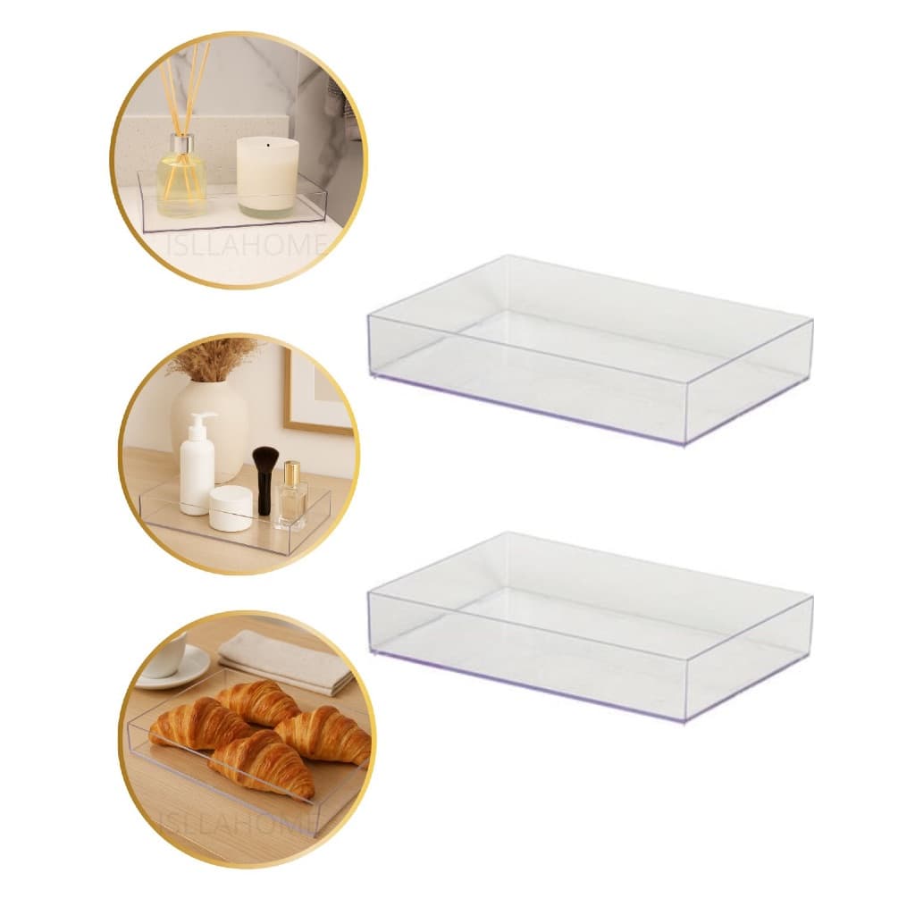 Kit 2 Bandejas em Acrílico Lavabo Cozinha Sala Organização Decoração