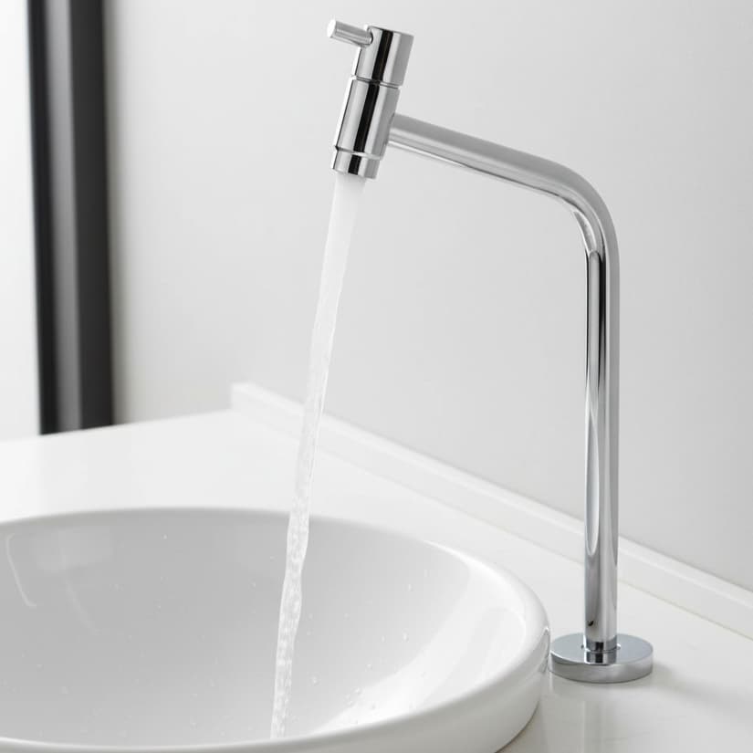 Torneira Link 5/8 45 Alta de Lavabo Lavatorio Banheiro Pia 1/4 Volta Metal Inox Cor Cromado e Preto
