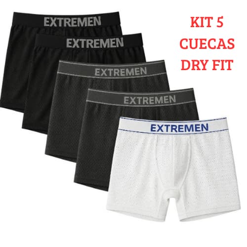 Kit 5 Cuecas Boxer Adulto DRY FIT Microfibra Premium