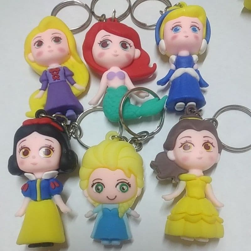 Kit 6 unidades Chaveiro Emborrachado Princesas 3D