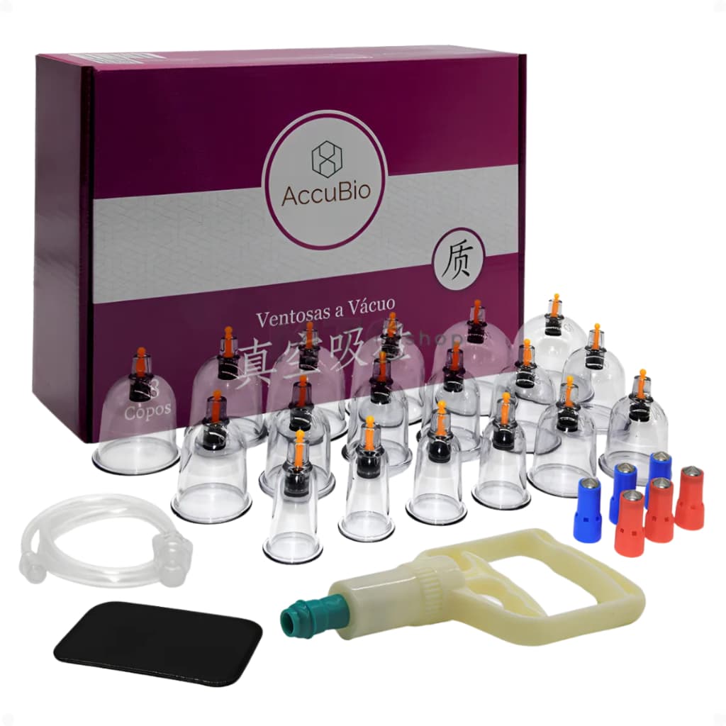 Kit 18 Ventosas c Bomba Terapeutica Ventosaterapia Massagem Fisioterapia Acupuntura Massoterapia