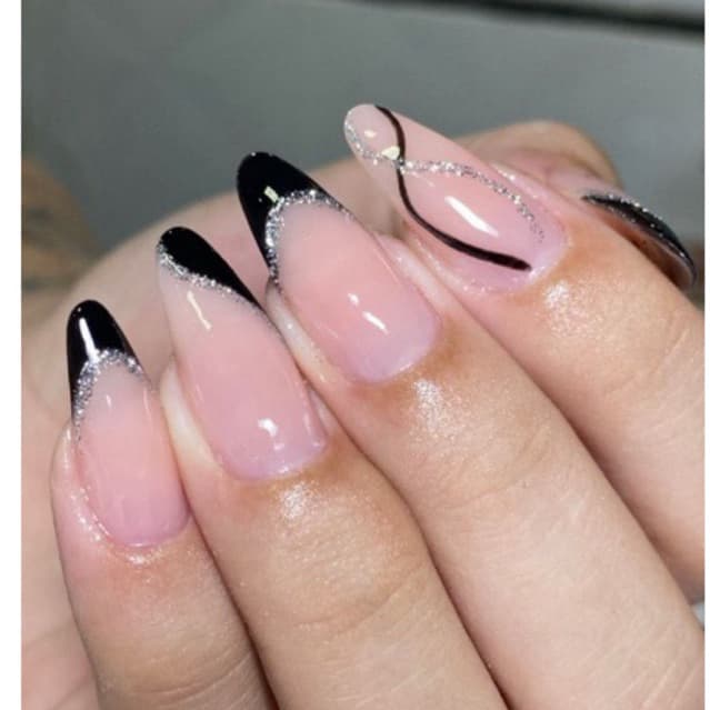 modelos de unha preta pronta para aplicação artesanais feitas em gel