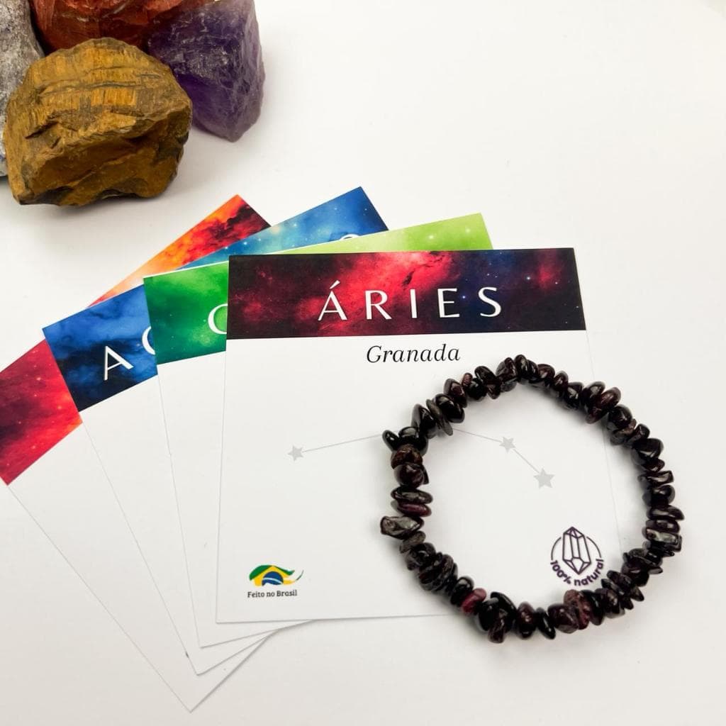 Pulseira de Cascalho de Pedras Naturais - Signos