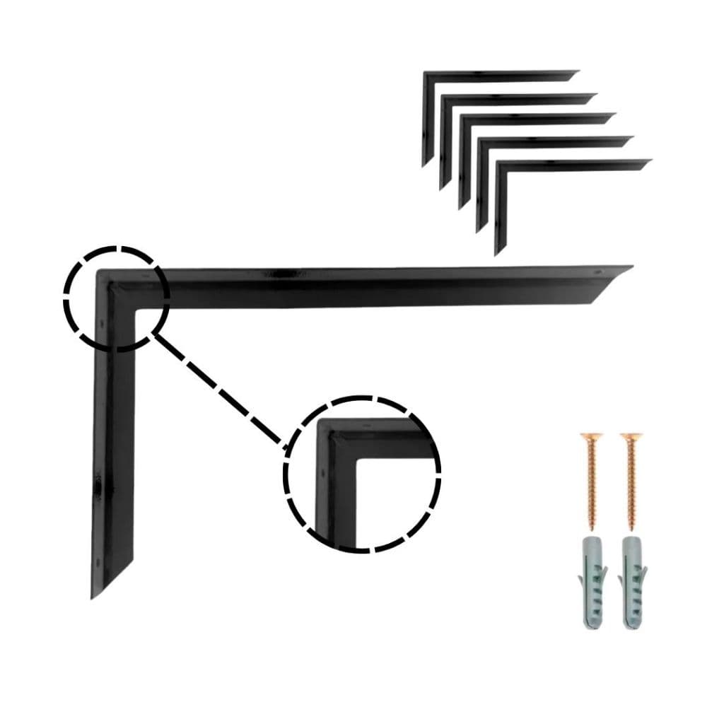 Kit 3 5 ou 8 Mão Francesa 20cm Master Leve Suporte De Prateleira Resistente Forte Branco Preto Pesado Peso