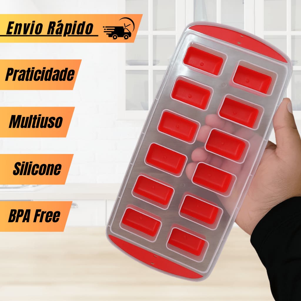 Forma de Silicone Solta Fácil Forminha Refrigerador Universal Sem Tampa Casa Cozinha Para Fazer Gelo