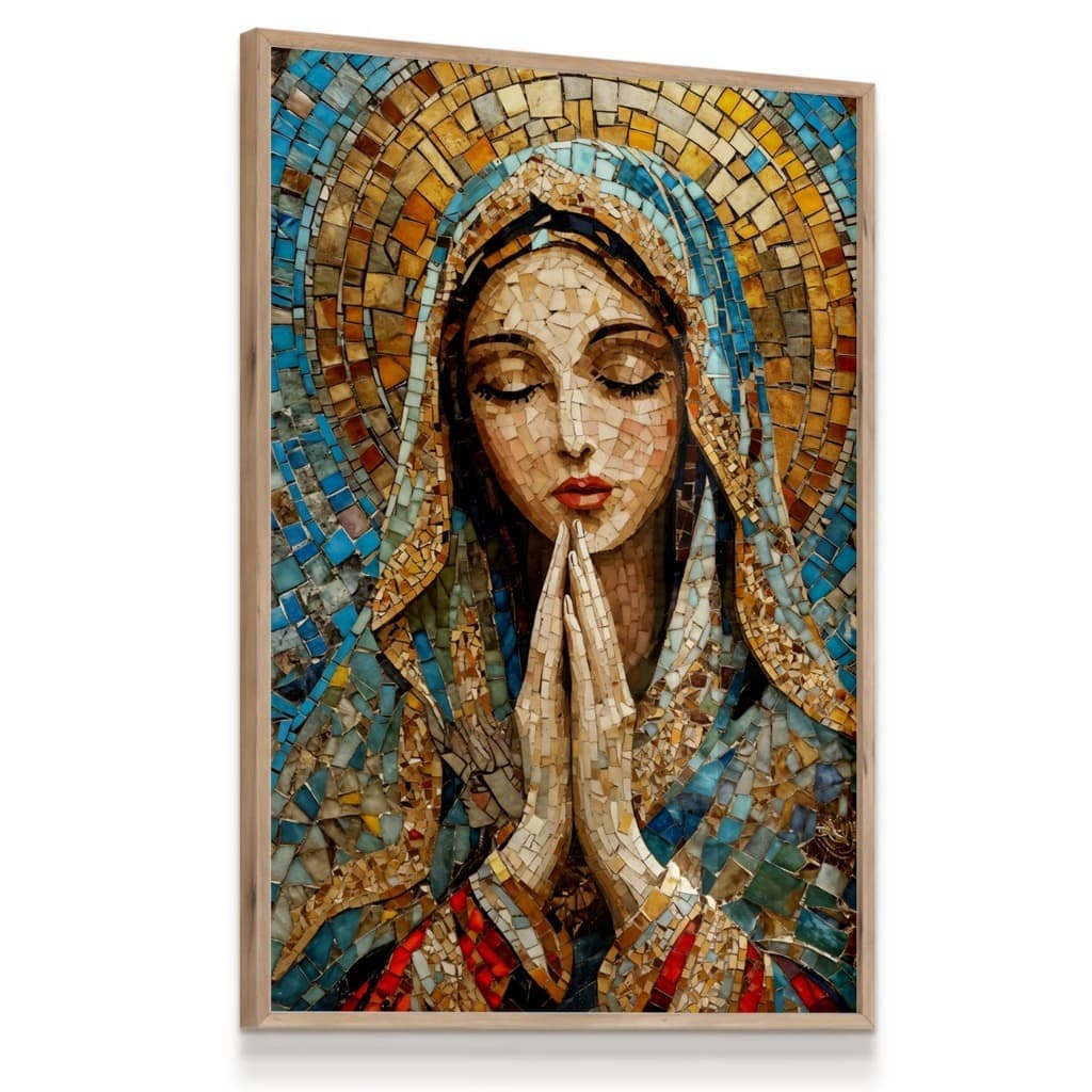 Quadro Decorativo VIDRO Nossa Senhora Vitral Colorido Oração Religioso Sala Escritório