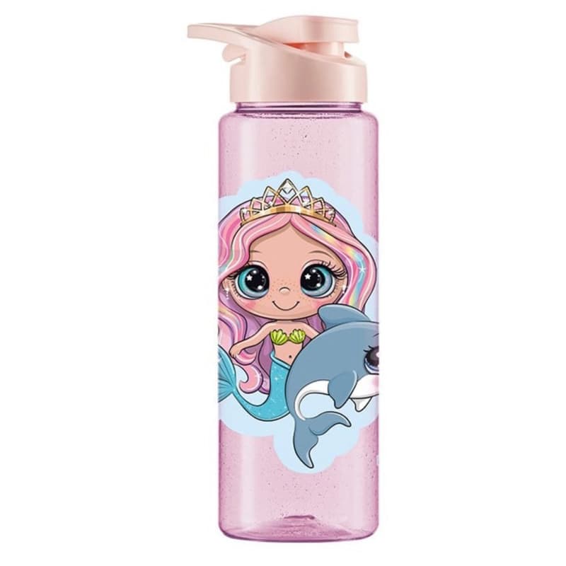 Garrafa De Água Squeeze Perfeita Menina, Sereia Glitter  Rosa 750 Ml