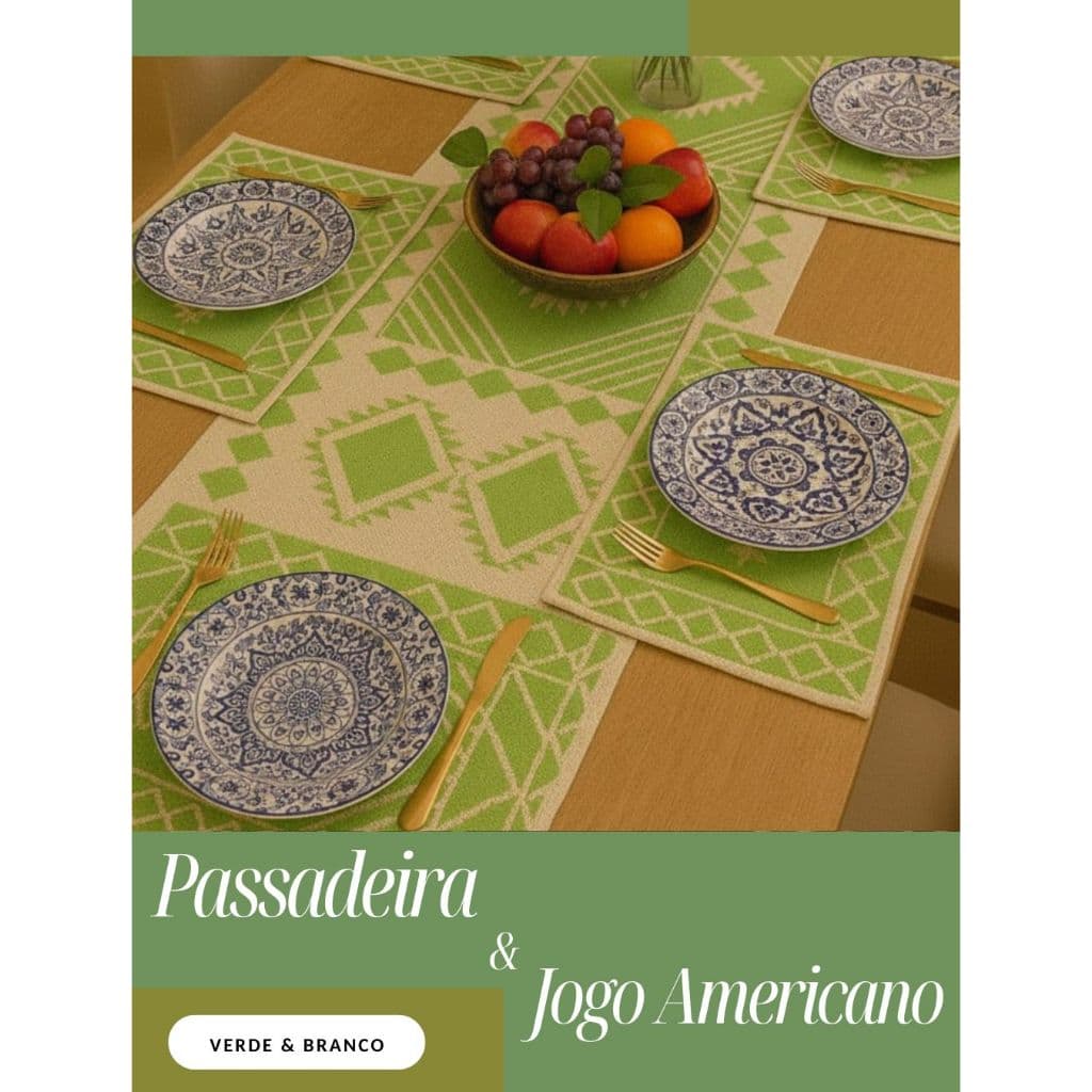 Jogo Americano Retangular 5 peças - Passadeira, Toalha De Mesa Sousplat Trico Tricot