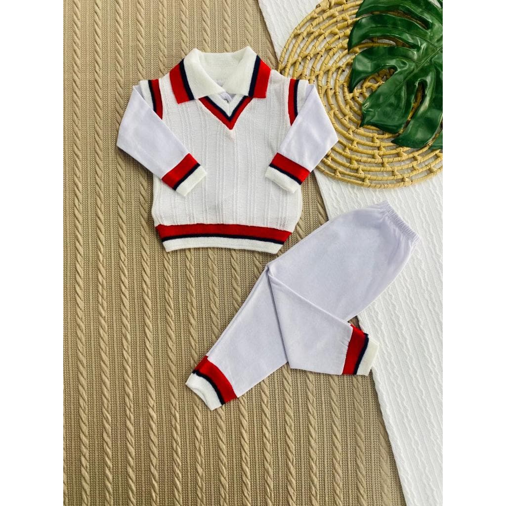 Kit Saída de Maternidade Bebê Menino 3 Peças Tricot Premium RN Body Gola e Mijão