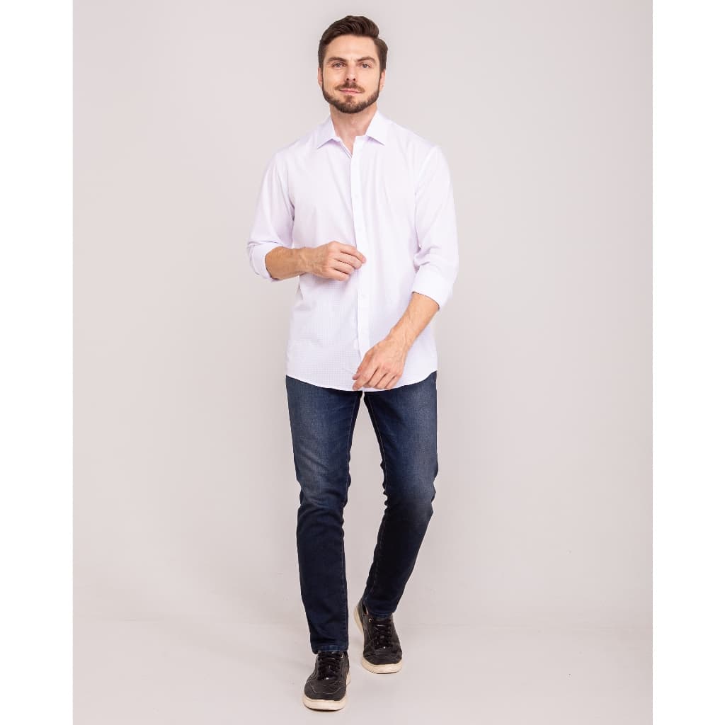 Camisa Social Masculina Respirável Confortável Elástico Legal