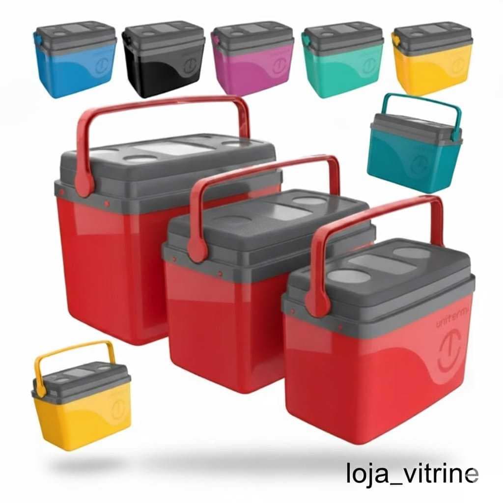 Kit de 3 Caixas Térmica Cooler Unitermi Com Alca 3 Cooler 7,5L, 15L e 30L