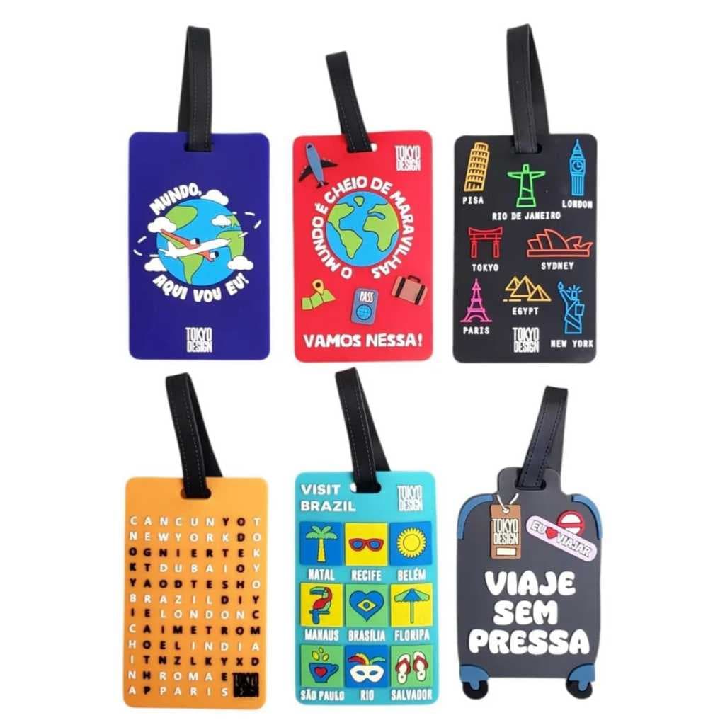 Kit Tag Identificador de Bagagem Mala Etiqueta de Viagem Mochila Moderno Estiloso
