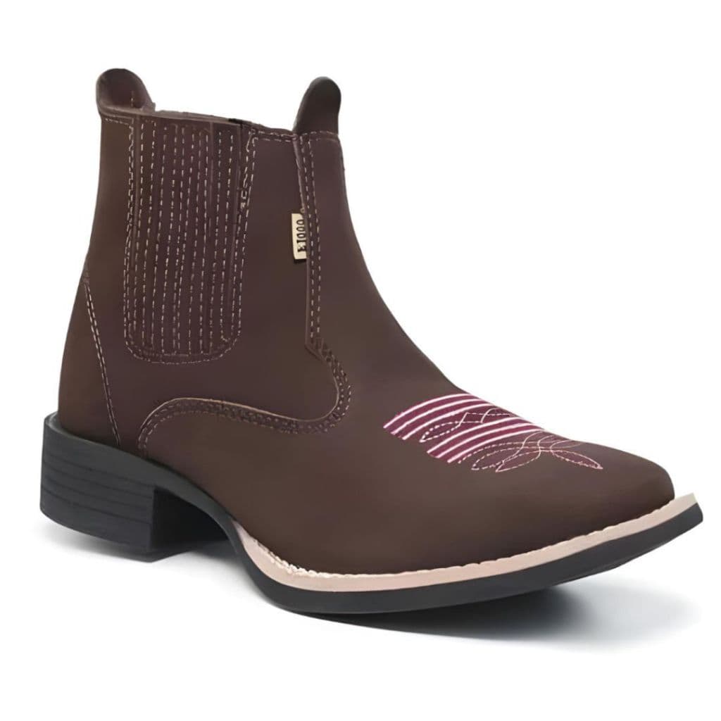 Botina Bota Feminina Country Cano Curto Couro Rodeio