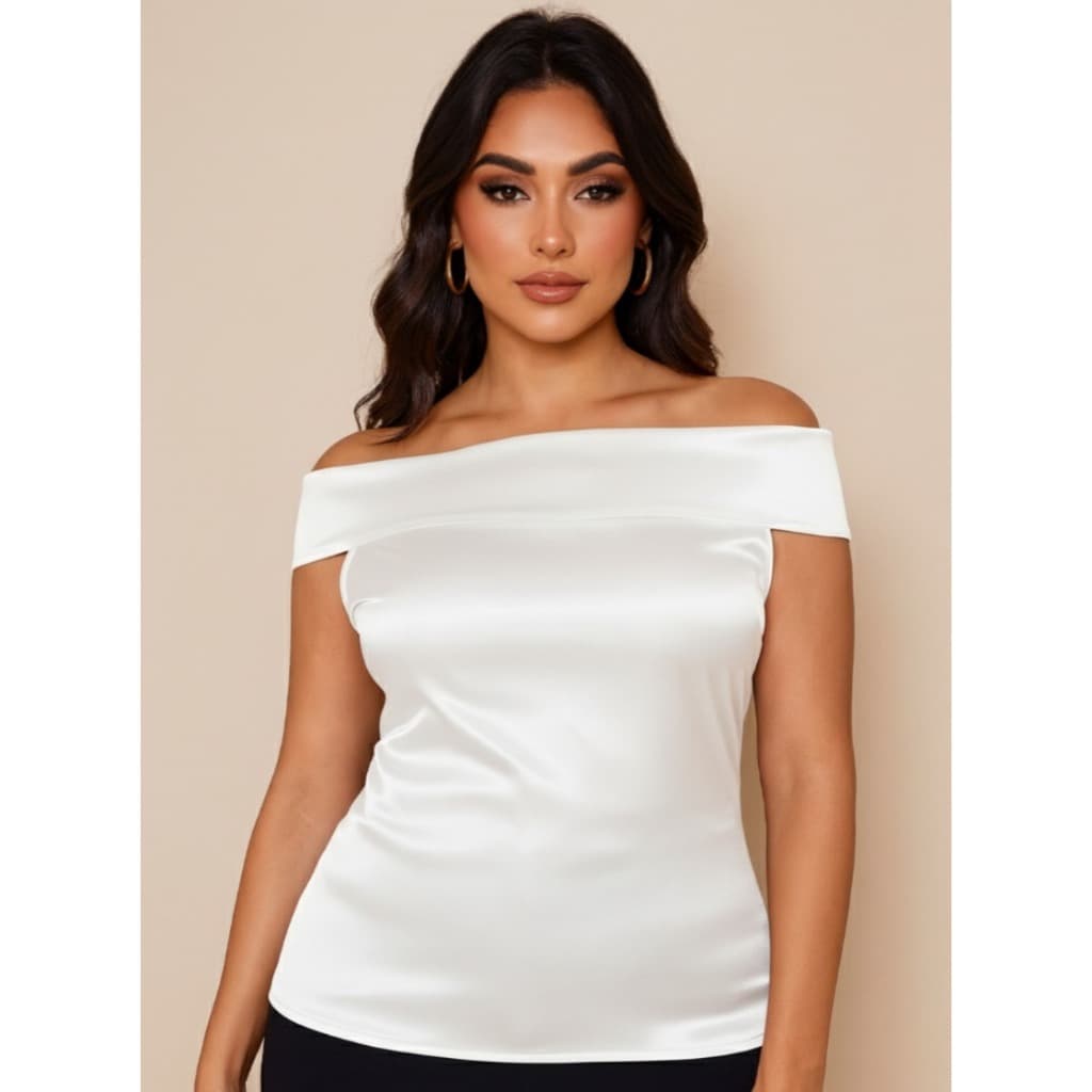 Blusa Ombro a Ombro Tomara que Caia ciganinha Elegante Tecido em Cetim Casual Basica Premium