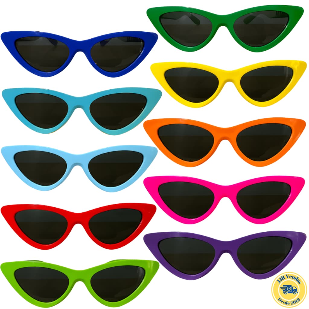 Kit 10 Óculos Gatinho com Lente| Proteção UV, Estilo Divertido, Ideal para Festas e Eventos