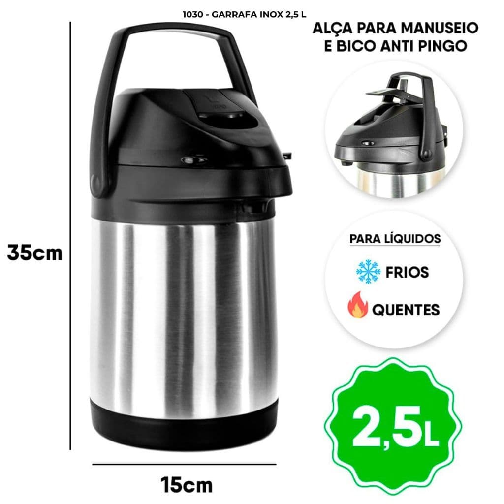 GARRAFA TÉRMICA HOTELEIRA INOX 2,5L