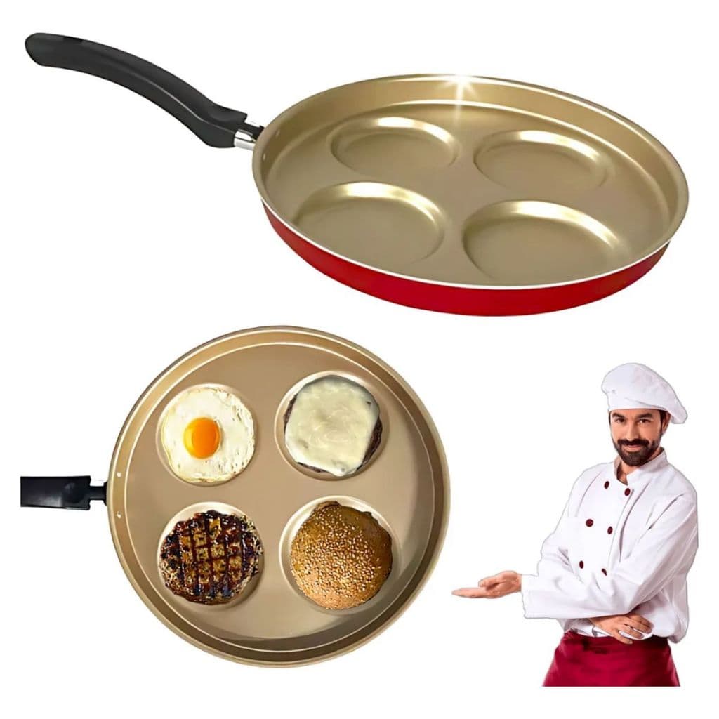 🍳✨ Frigideira 4 em 1 Multiuso 🍔🍳 Antiaderente com Divisórias 1,5L Premium Prática e Moderna