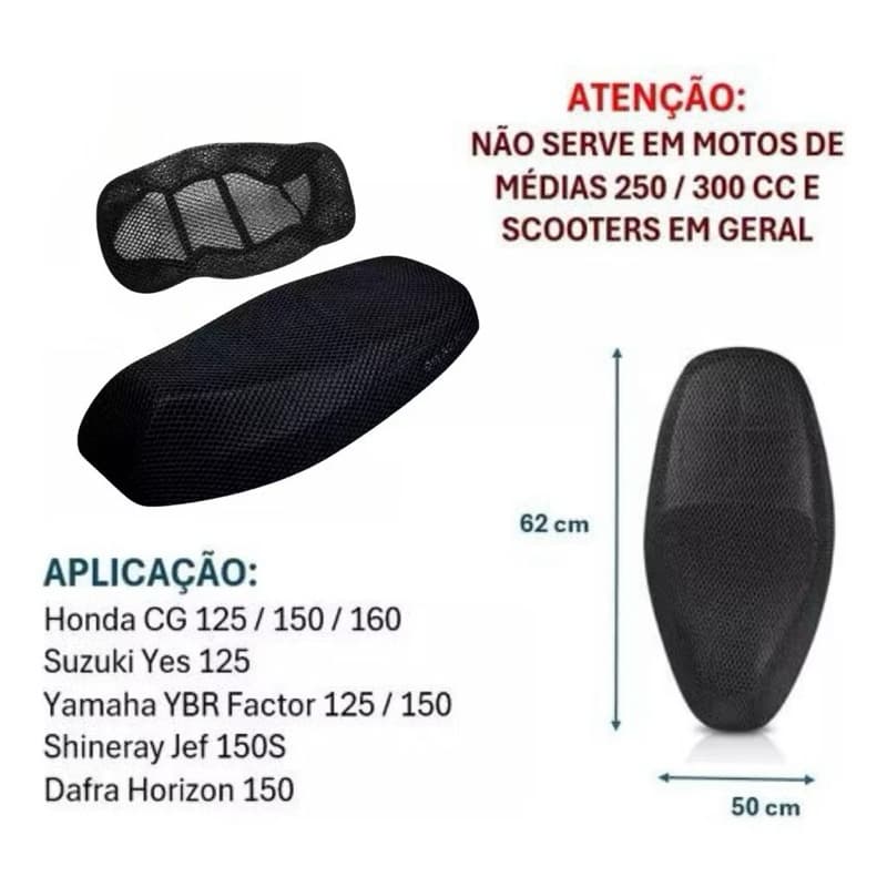 Capa Térmica Protetora de Banco Moto Universal 3D Anticalor Impermeável Ventilada - Não Esquenta no Sol - Antiderrapante