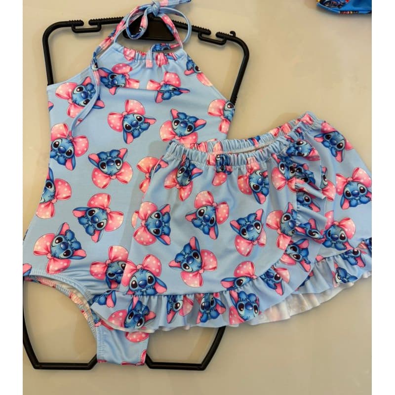 Conjunto 2 peças Maiô infantil com saia/saída de praia TAM 2 ao 12