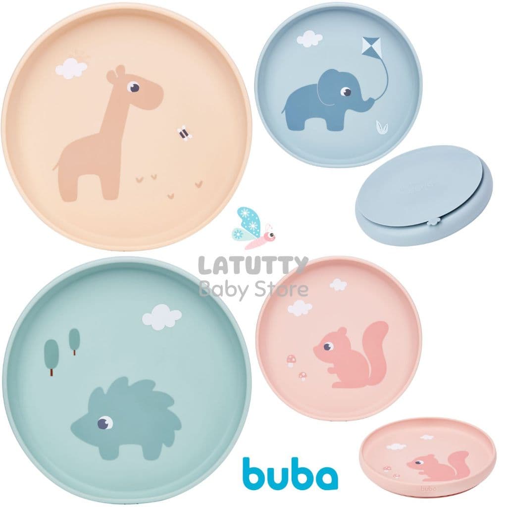 Pratinho Infantil Silicone com Ventosa Buba Bebê Alimentação Prato Silicone Infantil
