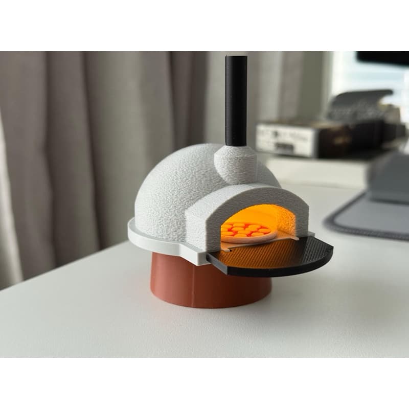 Forno de Pizza Miniatura Lanterna vela Led 3D