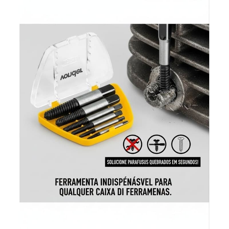 Kit 6 Pecas Extrator De Parafusos Profissiona Danificados Rosca De 1/8" a 1"