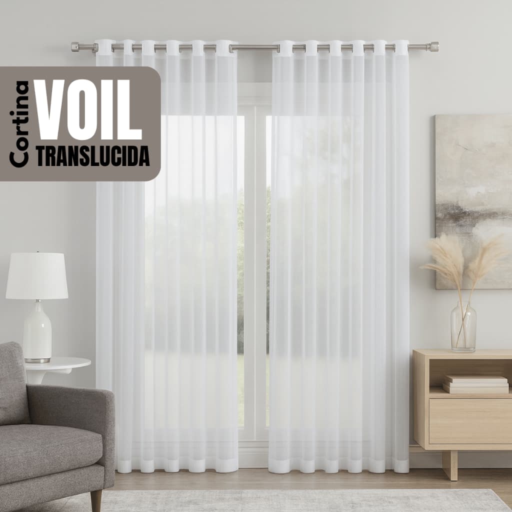Cortina VOIL TRANSLUCIDA 2,80x1,80 Sala Quarto Delicada Decoração