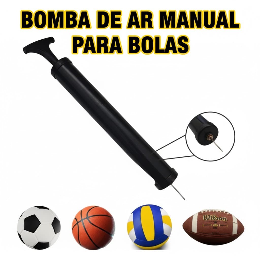 Bomba de Ar Manual com Bico para Bola – Futebol, Vôlei, Basquete e Esportes