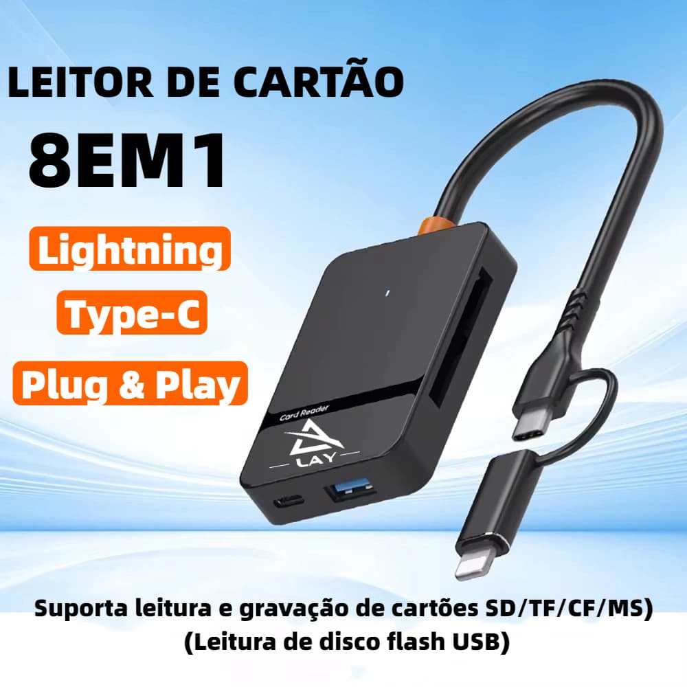 Leitor de Cartões de memória e Drive Adaptador A para SD/TF/MS / CF1 / Tipo C/USB3.0 ASD-315