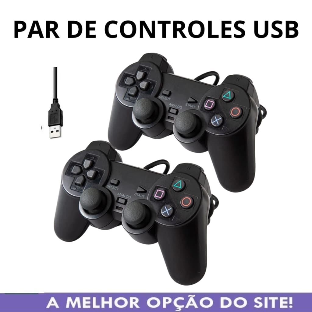 2 Controles Joystick PC USB PS2 Preto - Envio IMEDIATO