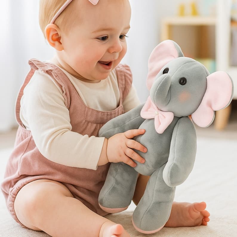 Elefante de Pelúcia 25cm Rosa e Azul - Brinquedo Fofo, Decoração e Presente Infantil