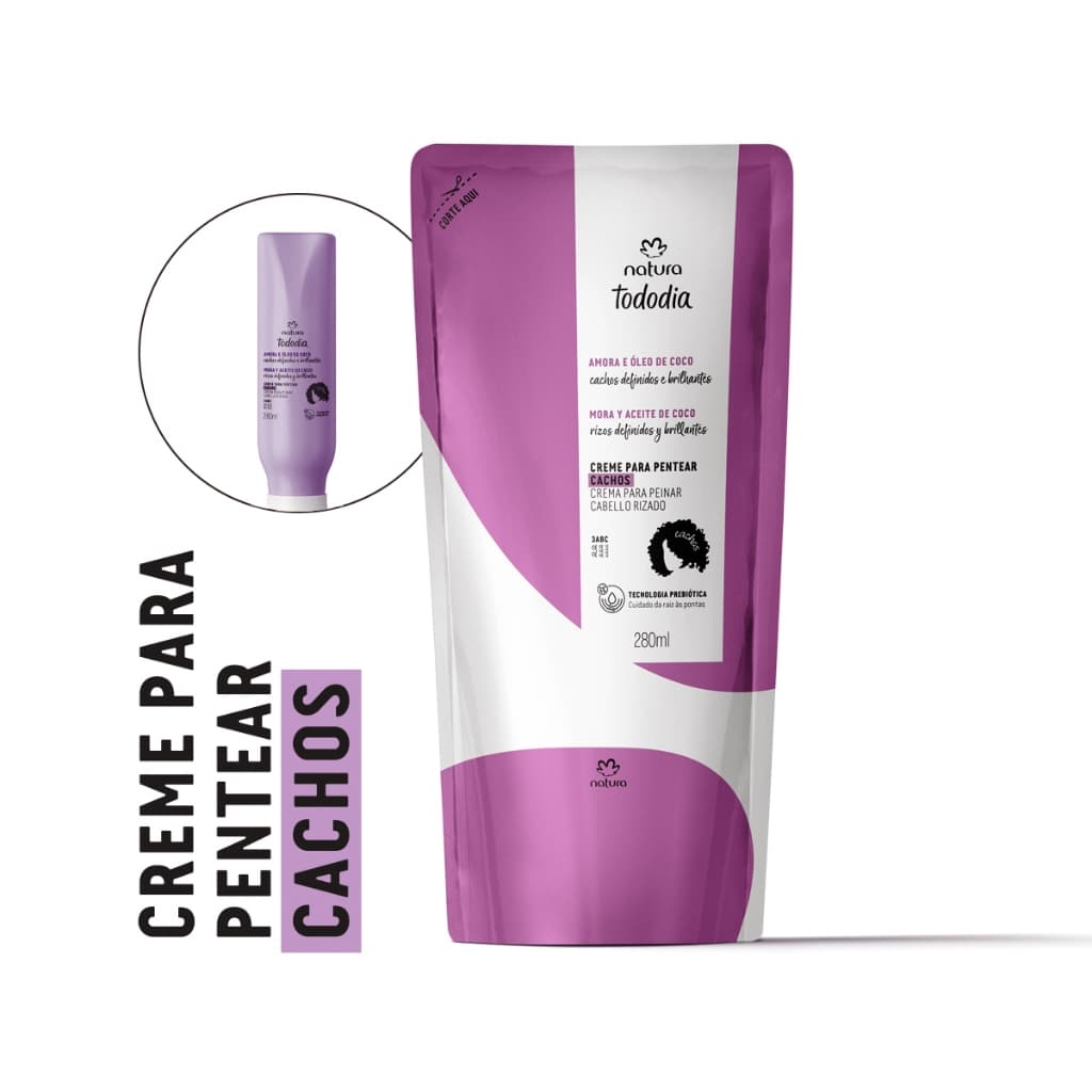 Refil Creme para Pentear Cachos Tododia Amora e Óleo de Coco 280ml - Natura