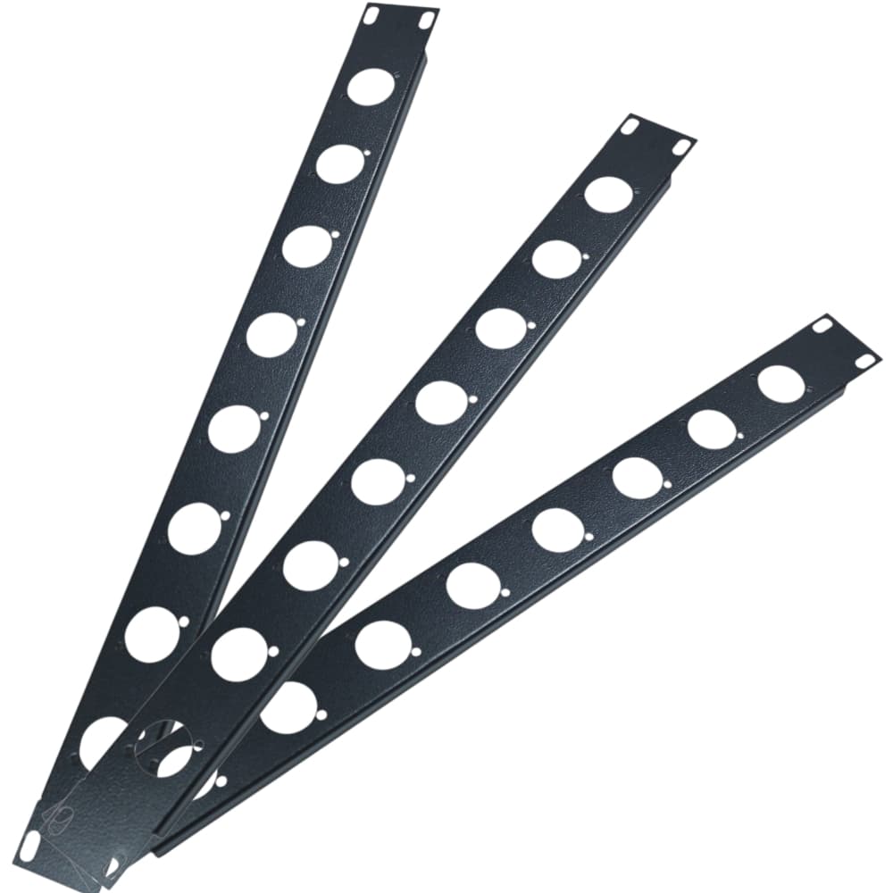 KIT - PAINEL RACK 19" 1U COM 8 FUROS PARA XLR EM AÇO #20 (1mm)