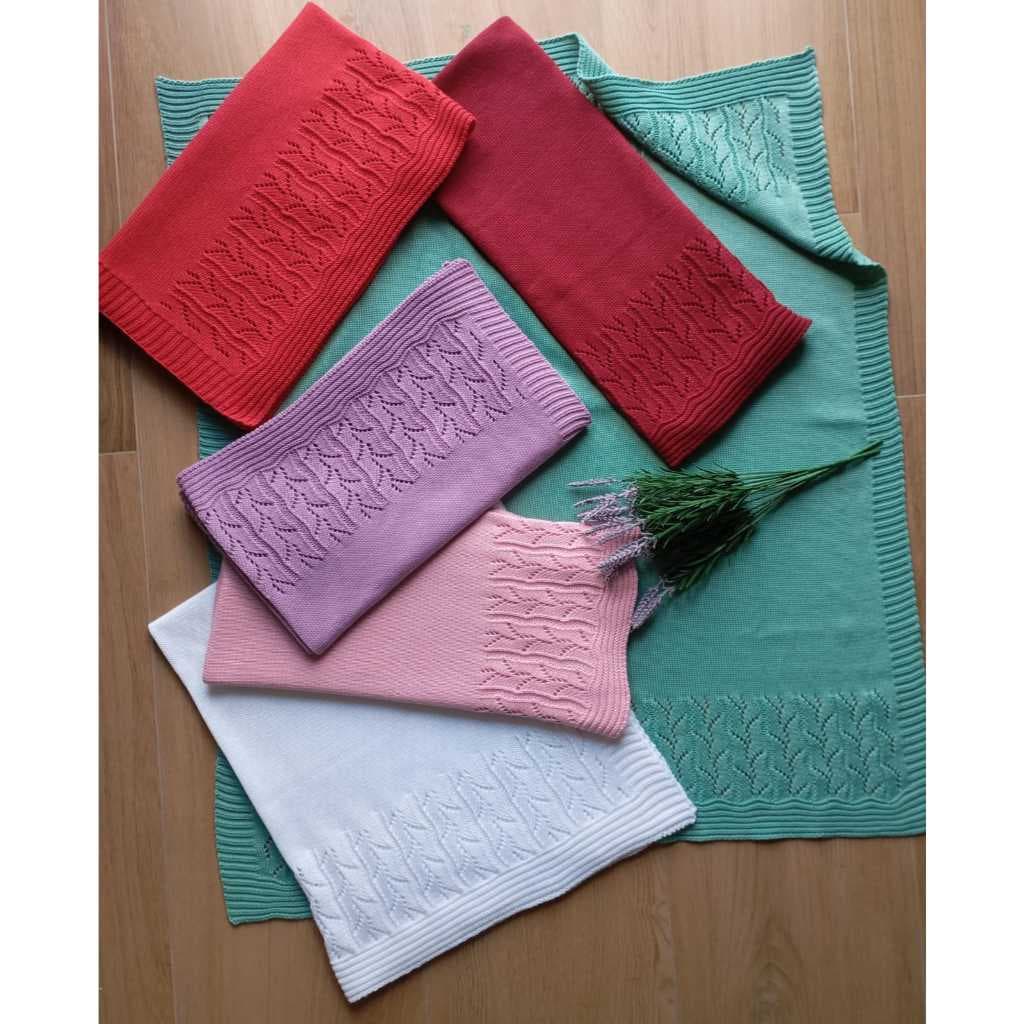 Manta Récem Nascido de Escama, Saída de Maternidade em Tricô, Mantinha Cobertor Baby Tricot RN