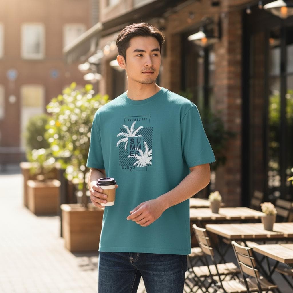 Camiseta Masculina Authentic Summer Verão Em Algodão Casual Leve e Confortável