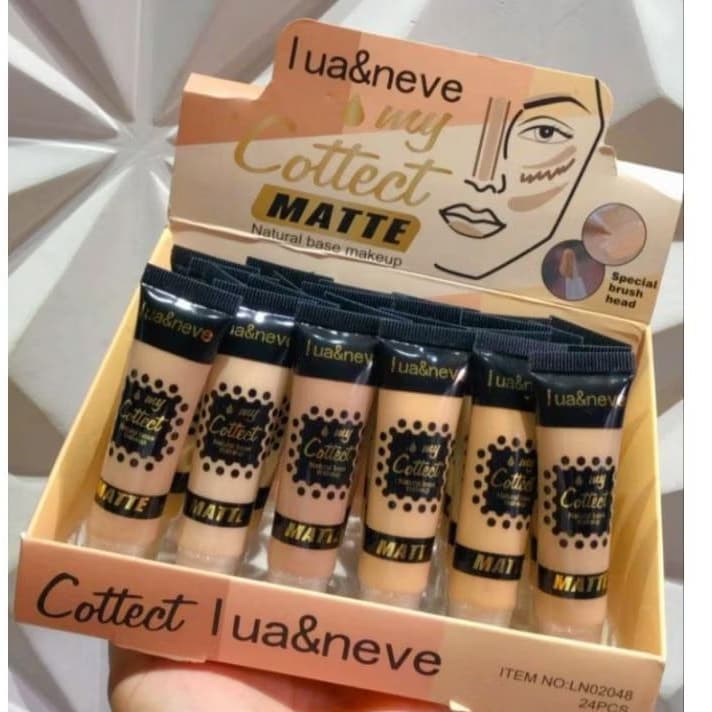 Base Líquida Matte Lua&Neve My Cottect - Cobertura Natural e Pincel Aplicador Várias Cores - Maquiagem