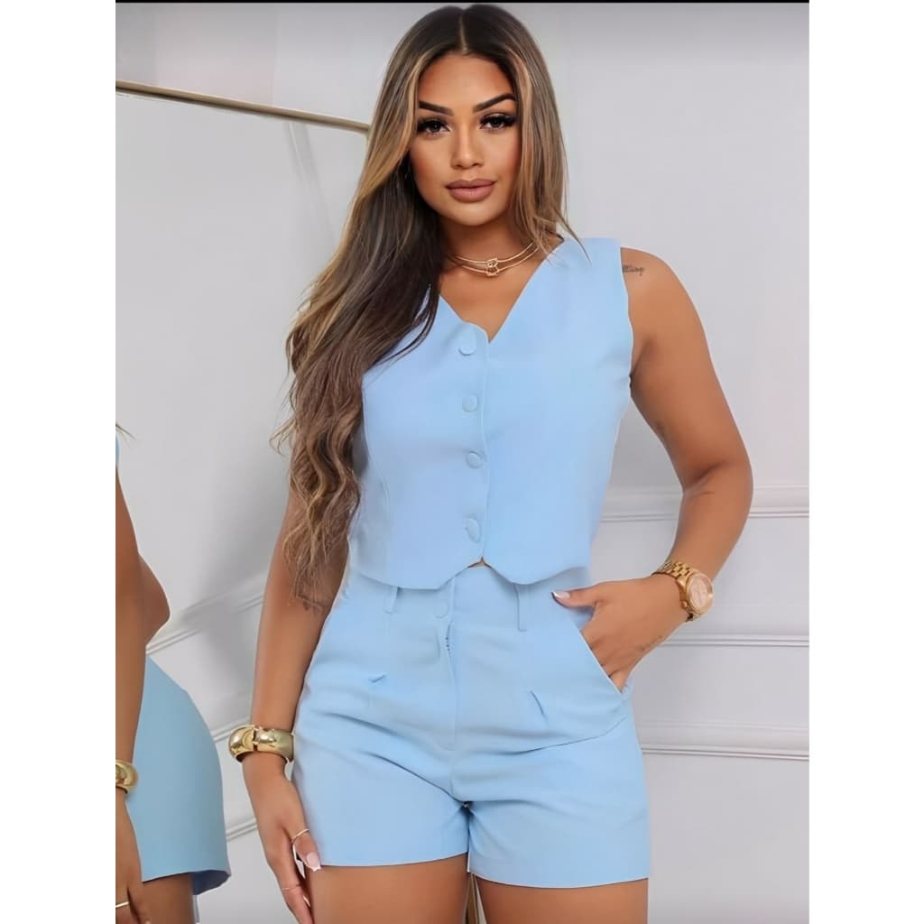 Conjunto Social Colete e Short Alfaiataria