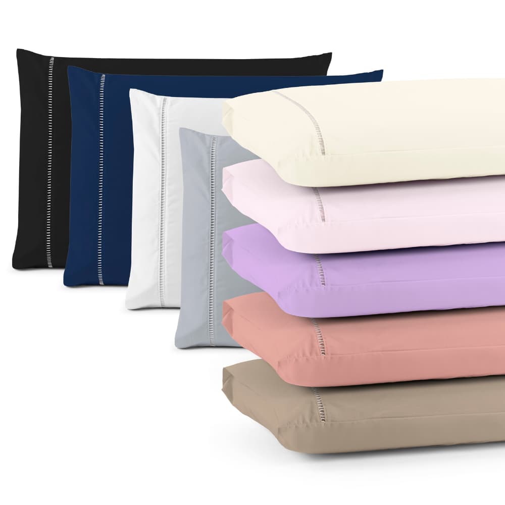 Par de fronhas 400 fios Ponto Palito Toque Macio Percal Acetinado 50cm x 70cm Padrão Envelope Confort