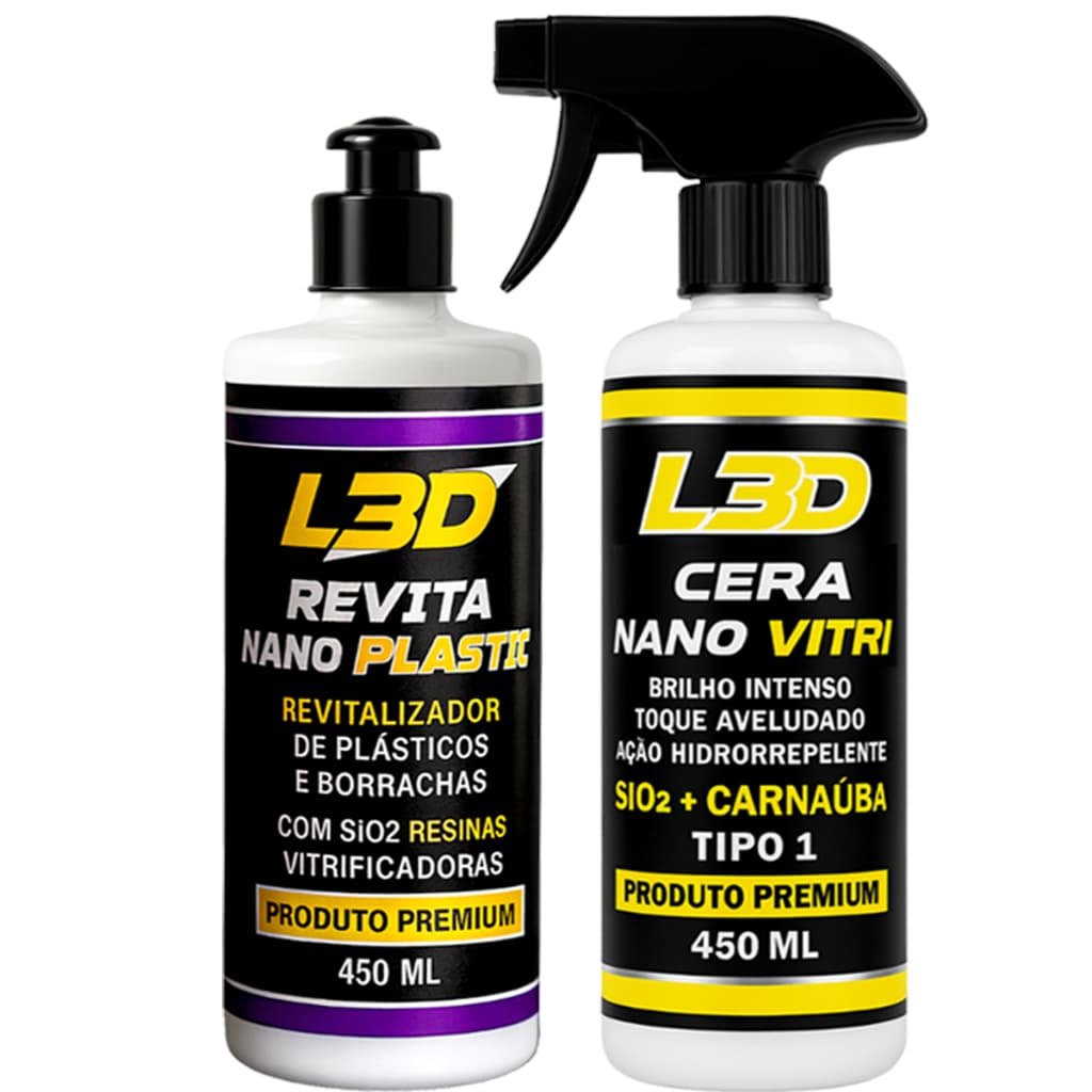 Cera Automotiva L3D Com Revitalizador De Plásticos Automotivo  Interno e Externo