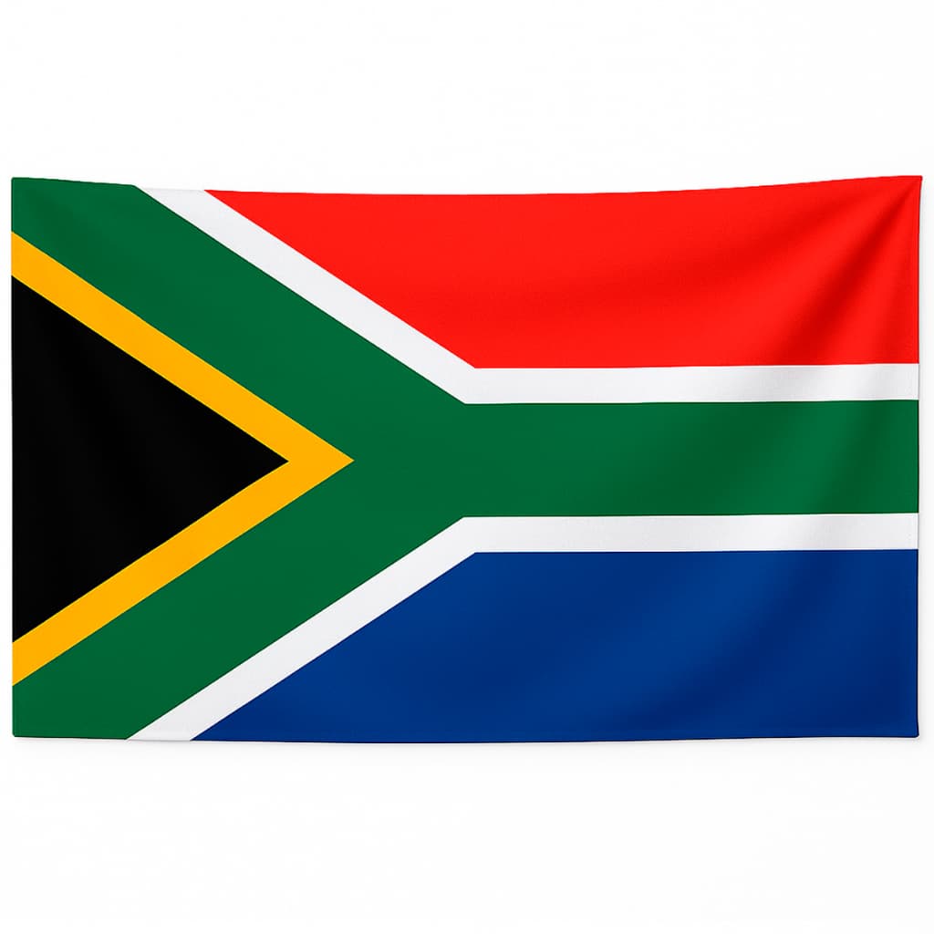 Bandeira Premium Africa do Sul Oficial 90 x 150 cm C/ Anilhas p/ Mastro Costurada