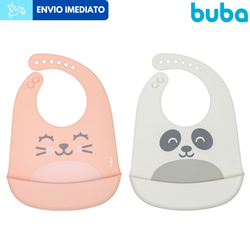 Babador Introdução Alimentar Em Silicone Com Pega Migalhas Impermeável Gumy Buba