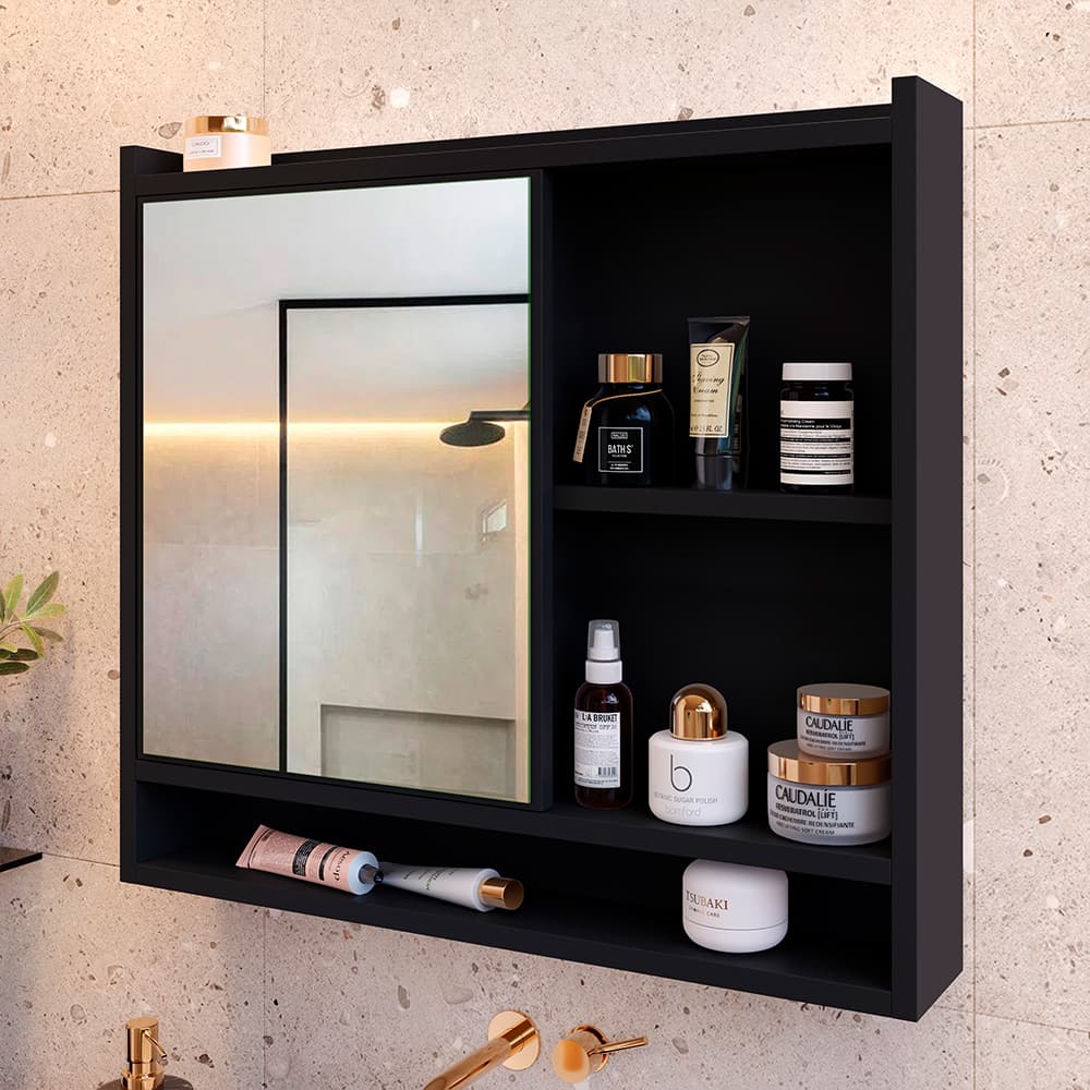 Espelheira Suspensa Para Banheiro Closet Porta e Armário Diversas Cores armarinho aqua com nicho
