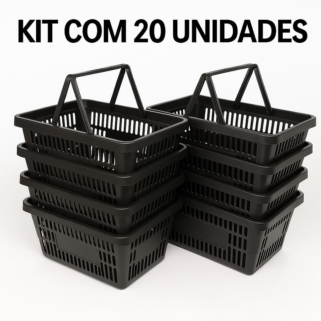 Kit 20 Cestinhas Cestas Plásticas Reforçadas 44cm Lojas e Mercados