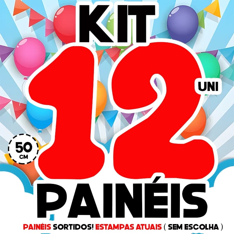Painel Redondo 50cm SORTIDOS ( ARTES ATUAIS ) Kit painel 12 unidades(🚨SEM OPÇÃO DE ESCOLHER OU SUGERIR OS TEMAS🚨)