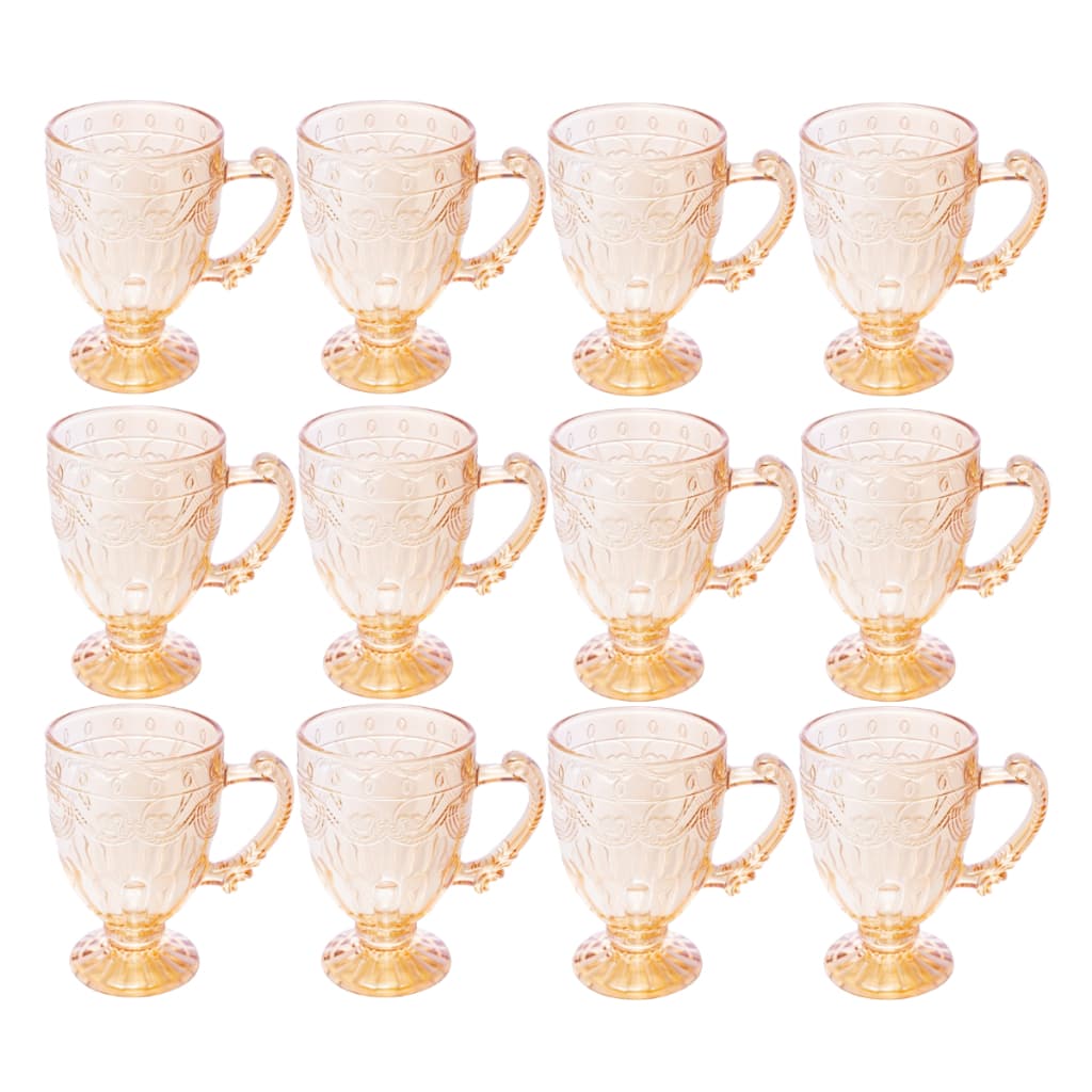 Conjunto 6 Canecas C/Pé Vidro Cristal Imperial Âmbar 190ml ke home