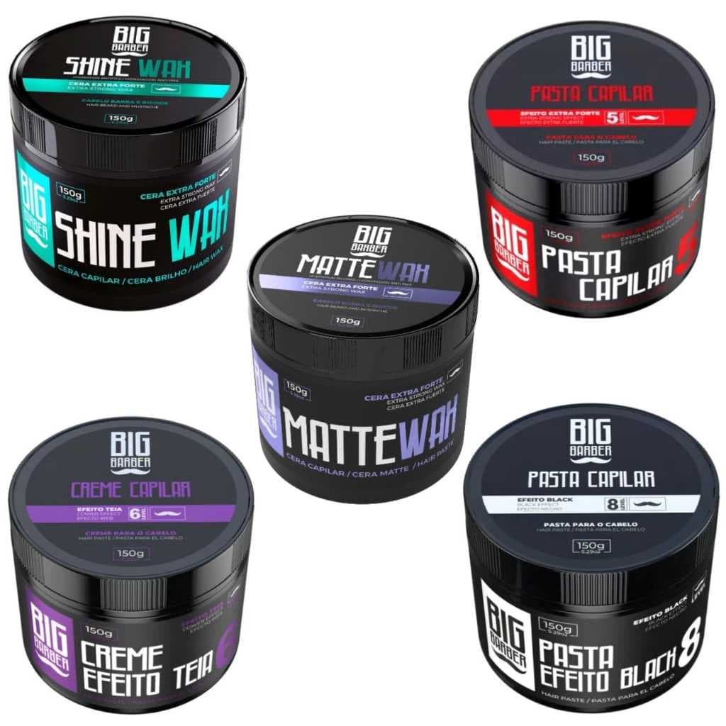 Pasta Capilar Cera Creme Modelador Extra Forte Big Barber Efeito Com Brilho Black Matte Teia