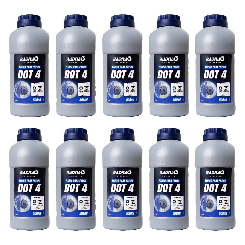 Kit 10 Fluido Freio Embreagem Óleo Radnaq Dot 4 500ml Original