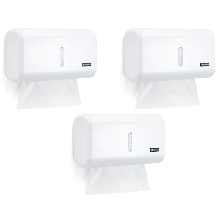 Kit 3 Dispenser Toalheiro Papel Toalha Interfolhado Picoteado Secar Mão Banheiro Cozinha Indústria