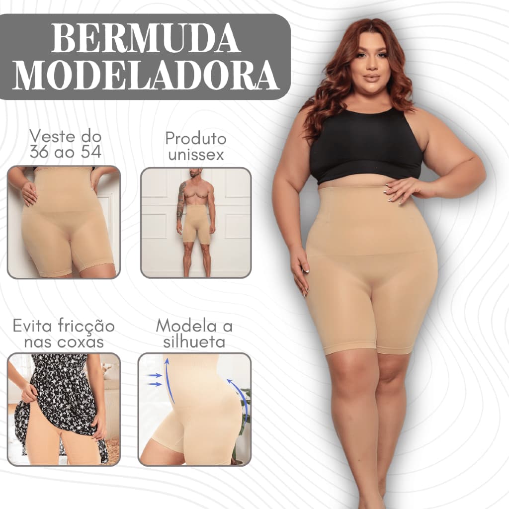 Short Cinta Modeladora Bermuda De Compressão Empina Bumbum Cós Cintura Alta Treino Fitness
